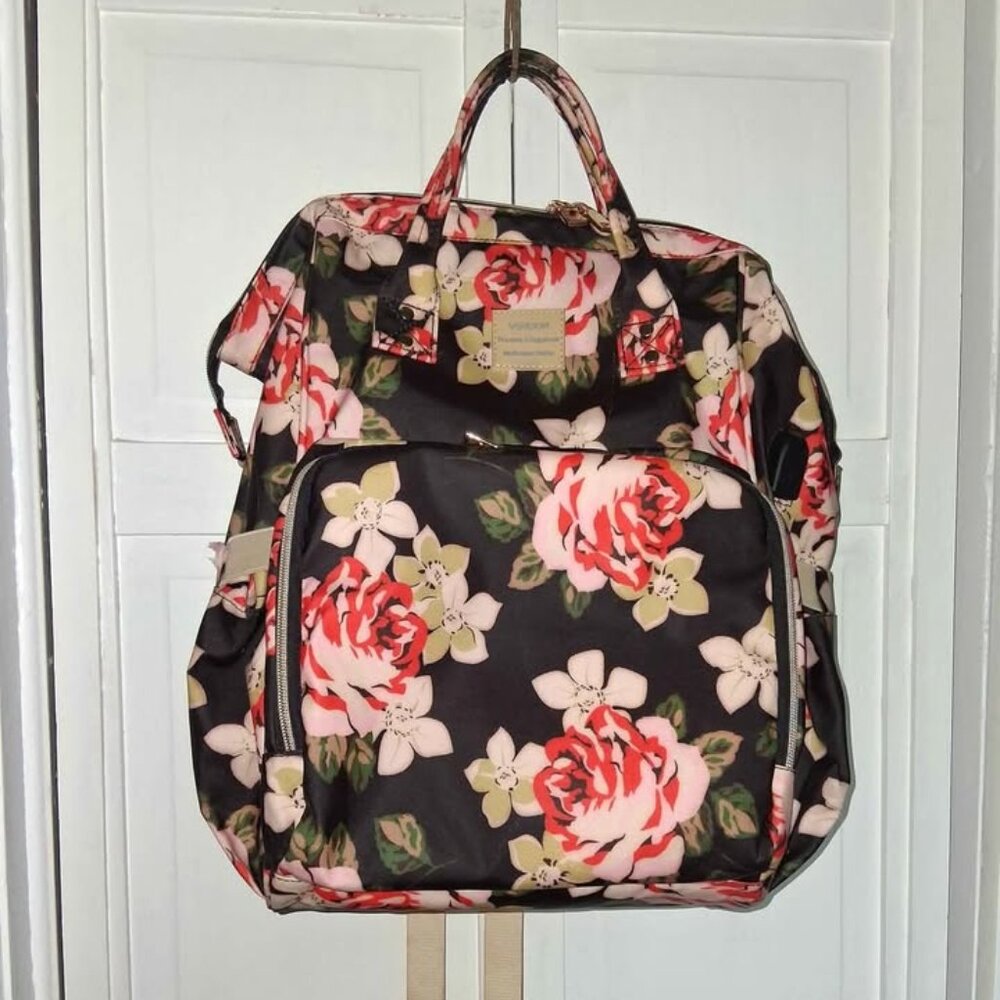Vsnoon Floral Waterproof Laptop Backpack